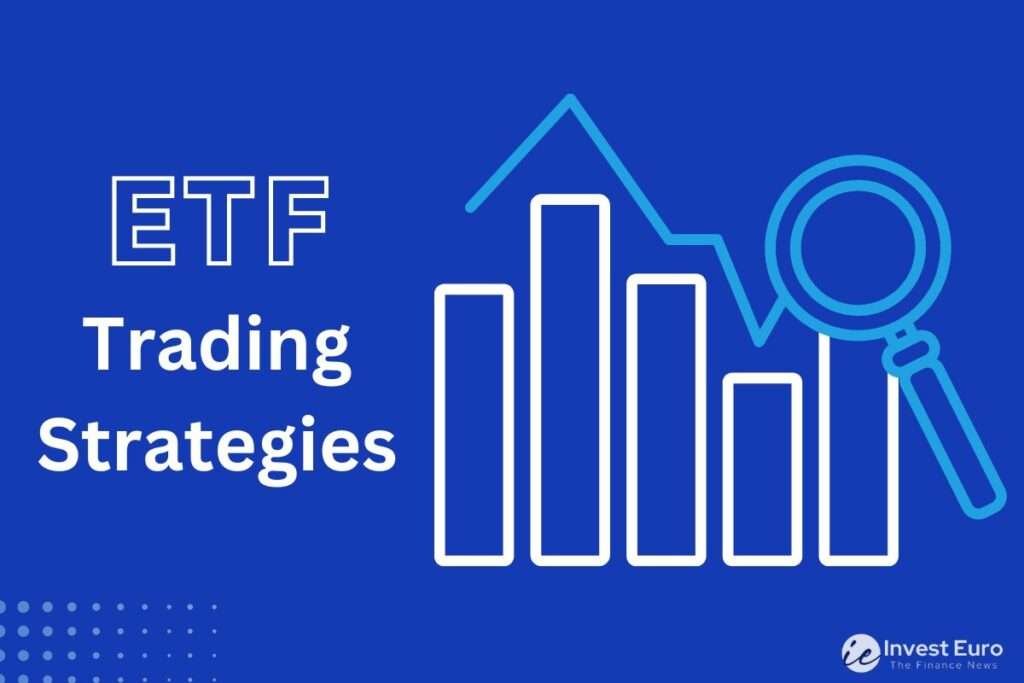 ETF trading strategies and graph with blue background